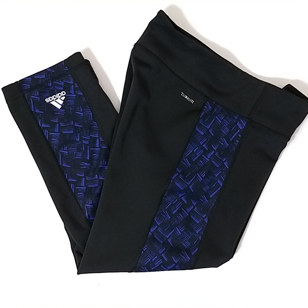 Adidas Climalite Capri Leggings Black Blue M